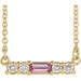 Ladies Natural Pink Tourmaline Natural Diamond Necklace (I1, G-H) — 14K Yellow Gold