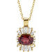Ladies Natural Mozambique Garnet Natural Diamond Necklace (I1, G-H, Ghi) — 14K Yellow Gold