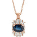 Ladies Natural Blue Sapphire Natural Diamond Necklace (I1, G-H, Ghi) — 14K Rose Gold