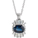 Ladies Natural Blue Sapphire Natural Diamond Necklace (Si2-Si3, G-H, Ghi) — Platinum