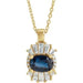 Ladies Natural Blue Sapphire Natural Diamond Necklace (I1, G-H, Ghi) — 14K Yellow Gold