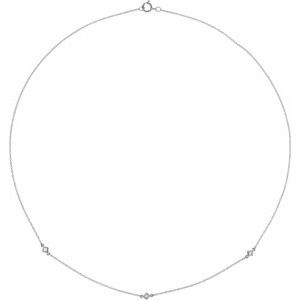 Ladies Natural Diamond 3-Station Necklace (I1, H+) — 14K White Gold