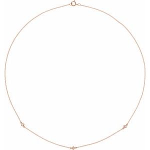 Ladies Natural Diamond 3-Station Necklace (I1, H+) — 14K Rose Gold