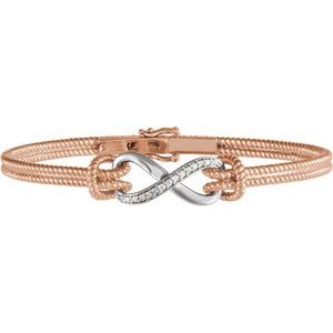 Ladies 14K Yellow/ Natural Diamond Bangle 7 1/2” Bracelet (I1, H+) — 14K Rose/White Gold