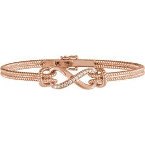 Ladies 14K Yellow/ Natural Diamond Bangle 7 1/2” Bracelet (I1, H+) — 14K Rose Gold
