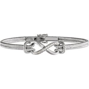 Ladies 14K Yellow/ Natural Diamond Bangle 7 1/2” Bracelet (I1, H+) — 14K White Gold