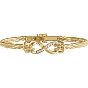 Ladies 14K Yellow/ Natural Diamond Bangle 7 1/2” Bracelet (I1, H+) — 14K Yellow Gold