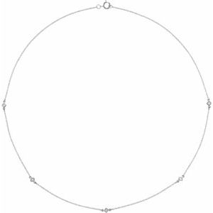 Ladies Natural Diamond 5-Station Necklace (I1, H+) — 14K White Gold