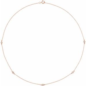 Ladies Natural Diamond 5-Station Necklace (I1, H+) — 14K Rose Gold