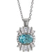 Ladies Natural Aquamarine Natural Diamond Necklace (I1, G-H, Ghi) — Sterling Silver