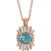 Ladies Natural Blue Zircon Natural Diamond Necklace (I1, G-H, Ghi) — 14K Rose Gold