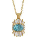 Ladies Natural Aquamarine Natural Diamond Necklace (I1, G-H, Ghi) — 14K Yellow Gold