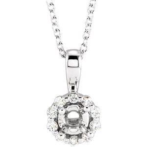 Ladies Natural Diamond Halo-Style Necklace (I1, H+) — 14K White Gold