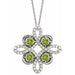 Ladies Natural Peridot Natural Diamond Clover Necklace (Si2-Si3, G-H) — Platinum