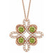 Ladies Natural Peridot Natural Diamond Clover Necklace (I1, G-H) — 14K Rose Gold