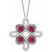 Ladies Natural Pink Tourmaline Natural Diamond Clover Necklace (Si2-Si3, G-H) — Platinum