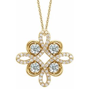 Ladies Natural Diamond Clover Necklace (I1, G-H) — 14K Yellow Gold