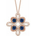 Ladies Natural Blue Sapphire Natural Diamond Clover Necklace (I1, G-H) — 14K Rose Gold