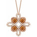 Ladies Natural Citrine Natural Diamond Clover Necklace (I1, G-H) — 14K Rose Gold