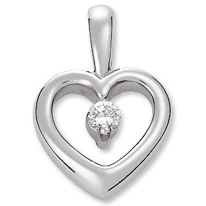 Ladies Natural Diamond Heart Pendant (Si2-Si3, G-H) — Platinum