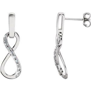 Ladies Natural Diamond Infinity-Inspired Earrings — 14K White Gold