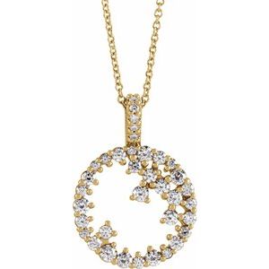 Ladies Natural Diamond Scattered Circle Necklace (I1, G-H) — 14K Yellow Gold