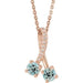 Ladies Natural Aquamarine Natural Diamond Necklace (I1, G-H) — 14K Rose Gold
