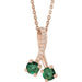 Ladies Natural Emerald Natural Diamond Necklace (I1, G-H) — 14K Rose Gold
