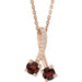 Ladies Natural Mozambique Garnet Natural Diamond Necklace (I1, G-H) — 14K Rose Gold