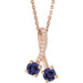 Ladies Natural Blue Sapphire Natural Diamond Necklace (I1, G-H) — 14K Rose Gold
