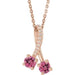 Ladies Natural Pink Tourmaline Natural Diamond Necklace (I1, G-H) — 14K Rose Gold