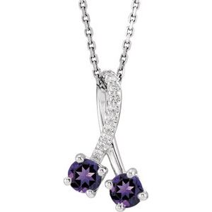 Ladies Natural Amethyst Natural Diamond Necklace (Si2-Si3, G-H) — Platinum