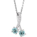 Ladies Natural Aquamarine Natural Diamond Necklace (Si2-Si3, G-H) — Platinum