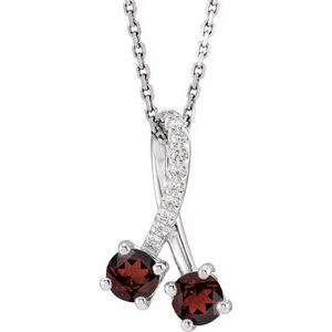 Ladies Natural Mozambique Garnet Natural Diamond Necklace (Si2-Si3, G-H) — Platinum