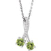 Ladies Natural Peridot Natural Diamond Necklace (I1, G-H) — Sterling Silver