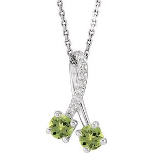 Ladies Natural Peridot Natural Diamond Necklace (Si2-Si3, G-H) — Platinum