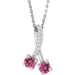 Ladies Natural Pink Tourmaline Natural Diamond Necklace (I1, G-H) — Sterling Silver