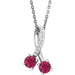 Ladies Natural Ruby Natural Diamond Necklace (I1, G-H) — Sterling Silver