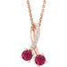 Ladies Natural Ruby Natural Diamond Necklace (I1, G-H) — 14K Rose Gold