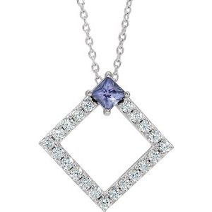 Ladies Natural Tanzanite Natural Diamond Necklace (Si2-Si3, G-H) — Platinum