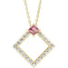 Ladies Natural Pink Tourmaline Natural Diamond Necklace (I1, G-H) — 14K Yellow Gold