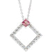 Ladies Natural Pink Tourmaline Natural Diamond Necklace (Si2-Si3, G-H) — Platinum