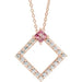 Ladies Natural Pink Tourmaline Natural Diamond Necklace (I1, G-H) — 14K Rose Gold