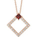 Ladies Natural Mozambique Garnet Natural Diamond Necklace (I1, G-H) — 14K Rose Gold