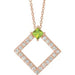 Ladies Natural Peridot Natural Diamond Necklace (I1, G-H) — 14K Rose Gold
