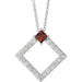Ladies Natural Mozambique Garnet Natural Diamond Necklace (Si2-Si3, G-H) — Platinum