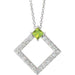 Ladies Natural Peridot Natural Diamond Necklace (I1, G-H) — Sterling Silver