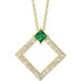 Ladies Natural Emerald Natural Diamond Necklace (I1, G-H) — 14K Yellow Gold