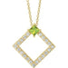 Ladies Natural Peridot Natural Diamond Necklace (I1, G-H) — 14K Yellow Gold