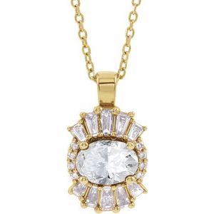 Ladies Natural White Sapphire Natural Diamond Necklace (I1, G-H, Ghi) — 14K Yellow Gold